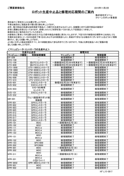 HF L15-0017 (ロボット生産中止品と修理対応期間のご案内)