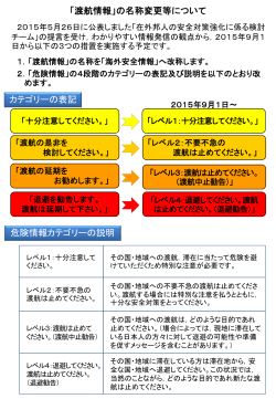 「渡航情報」の名称変更等について カテゴリーの表記 危険情報カテゴリー