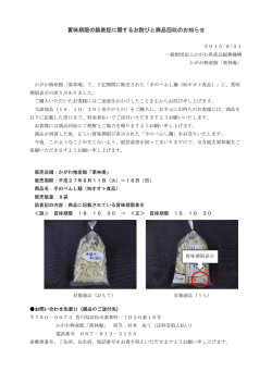 賞味期限の誤表記に関するお詫びと商品回収のお知らせ[PDF