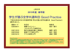 学生が選ぶ全学共通科目 Good Practice の選考結果 （2015年度春