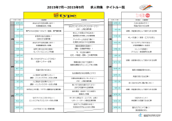 2015年7月～2015年9月 求人特集 タイトル一覧