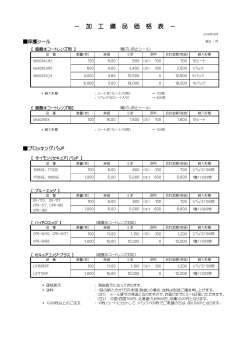 － 加 工 備 品 価 格 表 －