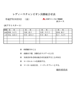 レディースチャンピオン決勝組合せ表