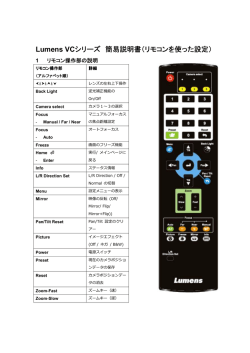 Lumens VCシリーズ 簡易説明書（リモコンを使った設定）