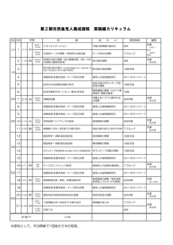 第2期市民後見人養成課程 実務編カリキュラム