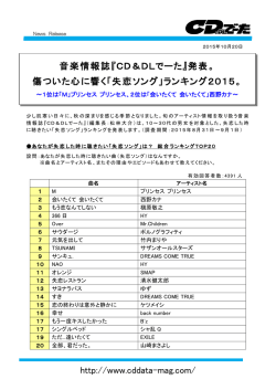 http://www.cddata-mag.com/ 音楽情報誌『CD＆DLでーた』発表