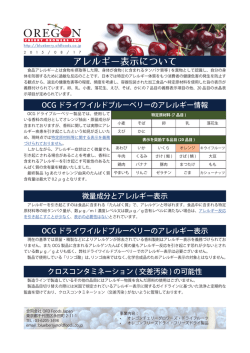 製品のアレルギー表示について - ドライワイルドブルーベリー