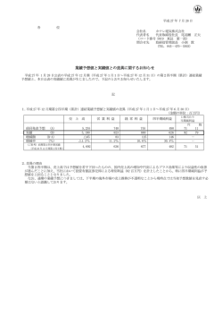 業績予想値と実績値との差異に関するお知らせ
