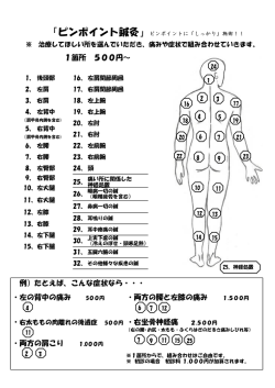 1箇所 500円～ 例）たとえば、こんな症状なら・・・ ・左の背中の痛み 500