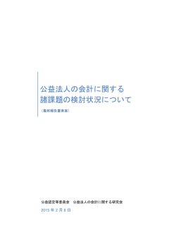 公益法人の会計に関する 諸課題の検討状況について