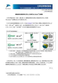 植物由来の高屈折率メガネレンズ材料「Do Green TM」を開発