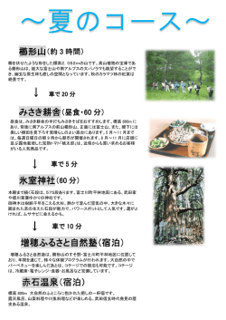 氷室神社（60 分） 増穂ふるさと自然塾 増穂ふるさと自然塾（宿泊） 赤石