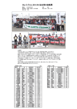 カレイバトル 2014 IN 仙台湾大会結果