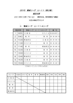 2015 葛城リーグ U－11（第2期） 組合せ表