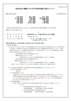単位料金の調整にかかる平均原料価格の掲示