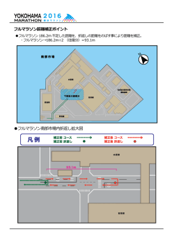 フルマラソン距離補正ポイント フルマラソン南部市場内折返し拡大図