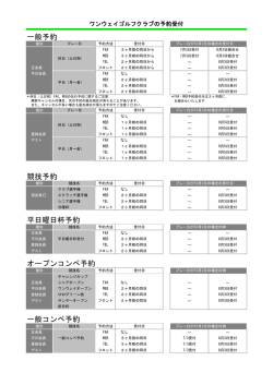 一般予約 競技予約 オープンコンペ予約 一般コンペ予約 平日曜日杯予約