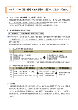 マイナンバー（個人番号・法人番号）の記入にご協力ください。