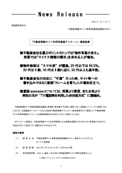 「不動産情報サイト利用者意識アンケート」 調査結果