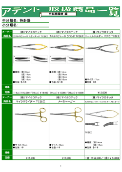 中分類名： 小分類名： 持針器