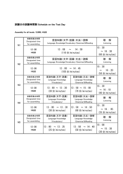 試験日の試験時間割 Schedule on the Test Day N1 言語知識