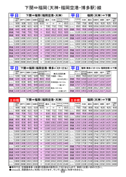 下関&hArr;福岡（天神・福岡空港・博多駅）線 平日 平日