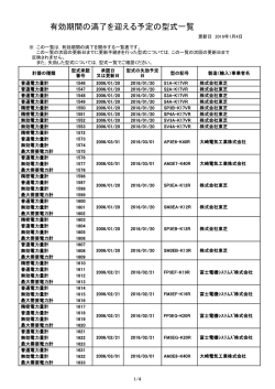 有効期間の満了を迎える予定の型式一覧