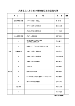 兵庫県立人と自然の博物館協議会委員名簿