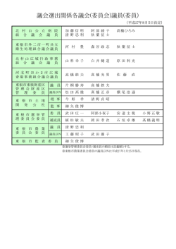 議会選出関係各議会(委員会)議員(委員)