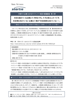 中堅中小企業におけるマイナンバー制度の意識調査 第 2 弾