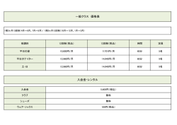 一般クラス 価格表 入会金・レンタル