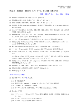 記述統計：度数分布，ヒストグラム，箱ヒゲ図，位置の尺度