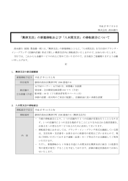 「興津支店」の新築移転および「八木間支店」の移転統合について