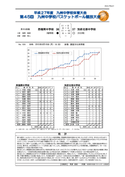 西福岡中学校 別府北部中学校 戦 評