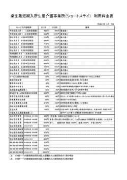 楽生苑 短期入所生活介護事業所 料金表（PDF）