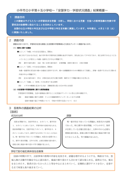 小平市立小平第十五小学校～「全国学力・学習状況調査」結果概要～