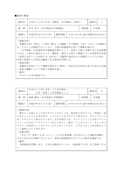 講習の概要 講座名 日本のことばと文学－泉鏡花「天守物語」を読む