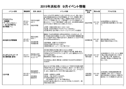 2015年浜松市 9月イベント情報