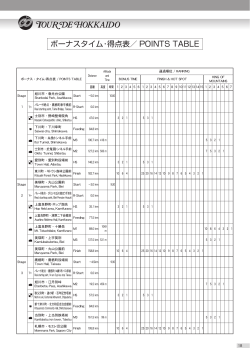 ボーナスタイム・得点表／ POINTS TABLE