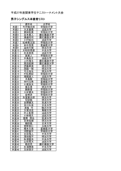 平成27年度関東学生テニストーナメント大会 男子シングルス本直者リスト