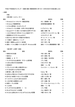 一般書 本館 O類（総記 コンピューター） 順位 書名 著者名 回数 1