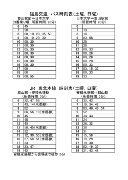 （土曜，日曜） JR 東北本線 時刻表（土曜，日曜）