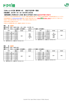 トクだ値（乗車券つき）総武本線 2015年7月1日～9月30日
