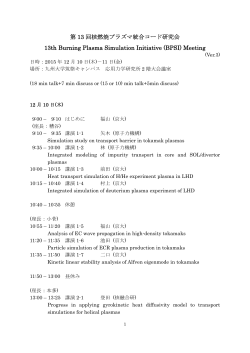 第 13 回核燃焼プラズマ統合コード研究会 13th Burning Plasma