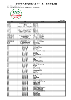 エキナカ共通利用券(バウチャー券） 利用対象店舗