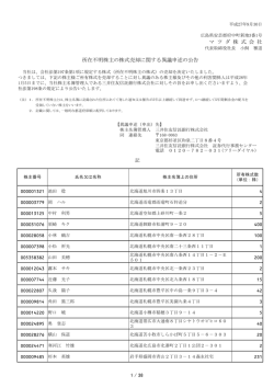 マ ツ ダ 株 式 会 社 所在不明株主の株式売却に関する異議