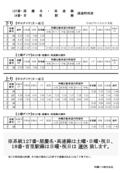 ※系統127番・屋慶名・高速線は土曜・日曜・祝日、 18番・首