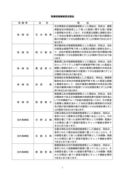 1 取締役候補者指名理由 役 職 等 氏 名 理 由 取 締 役 石 井