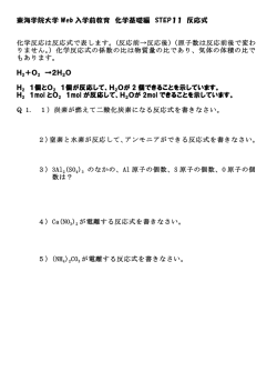 東海学院大学 Web 入学前教育 化学基礎編 STEP11 反応式 化学反応