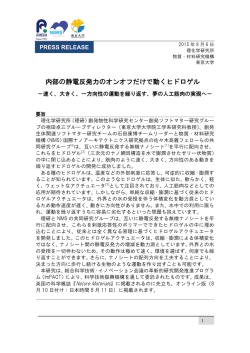 内部の静電反発力のオンオフだけで動くヒドロゲル